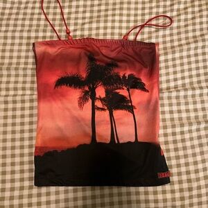 Red and Black Palm Tree Tank Top